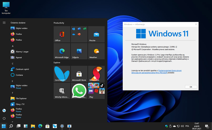 Włączamy stare menu Start w Windows 11