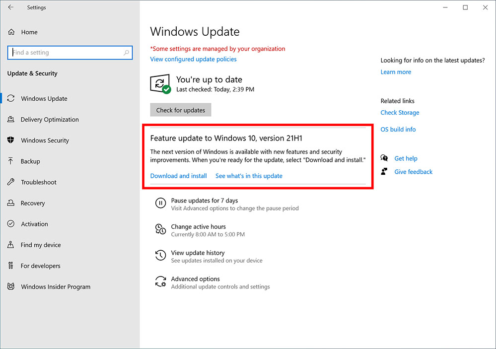 May 2021 Update - Windows Update