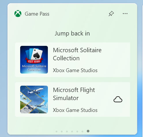 Widżet Xbox Game Pass