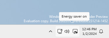 Oszczędzanie energii - ikona w Windows 11