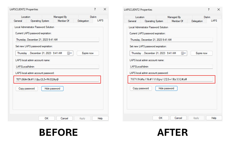 Windows Local Administrator Password Solution (LAPS) - widok hasła