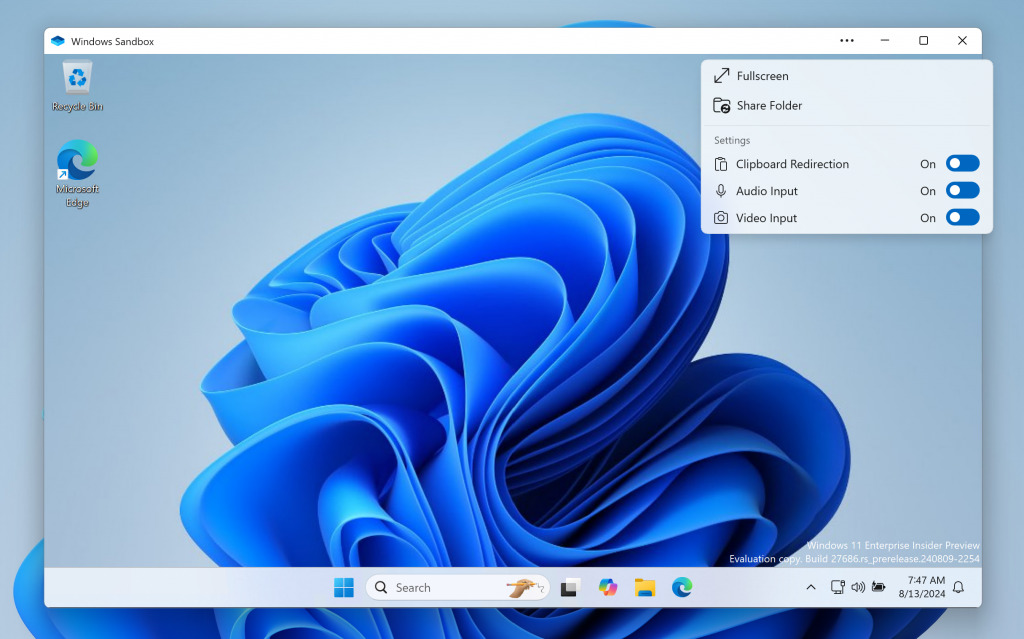 Windows Sandbox Client Preview