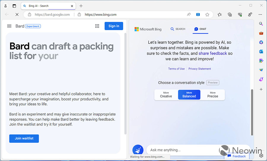 Google Bard and Bing Chat