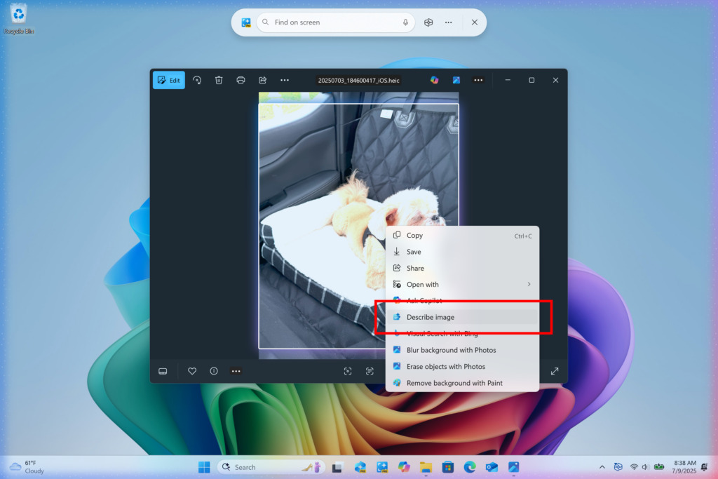 AI w Windows 11 może teraz opisywać zdjęcia