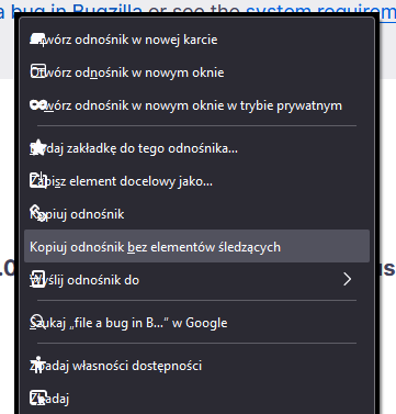 IKopiuj odnośnik bez elementów śledzących w Firefox