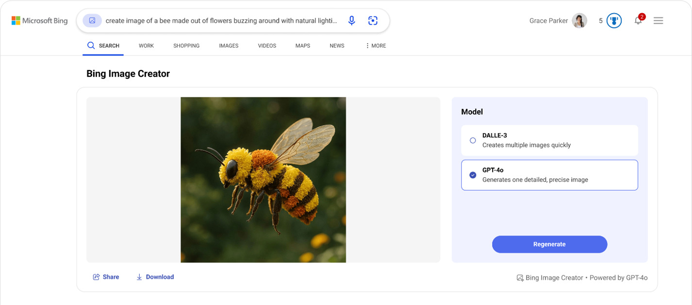 Darmowy generator obrazów AI w Bing przeszedł na najnowszy model GPT-4o