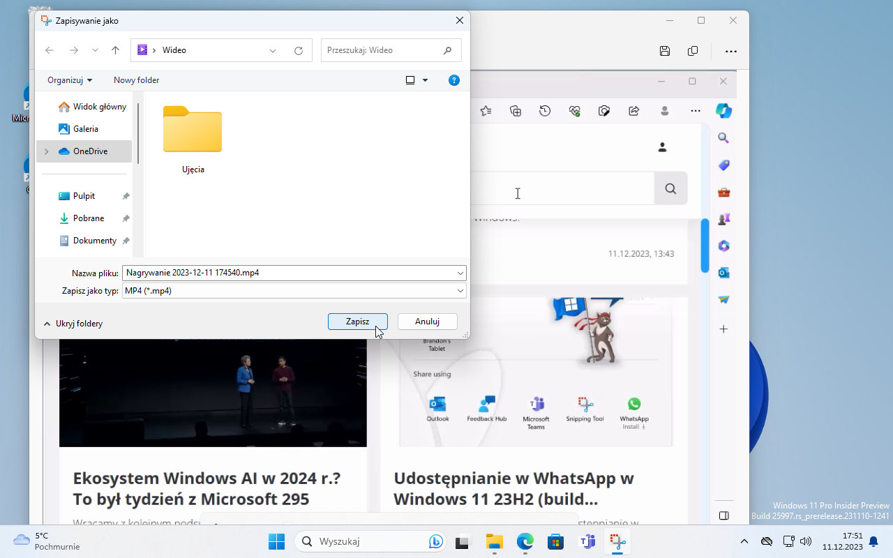 Jak nagrać ekran w Windows 11 - Narzędzie Wycinanie