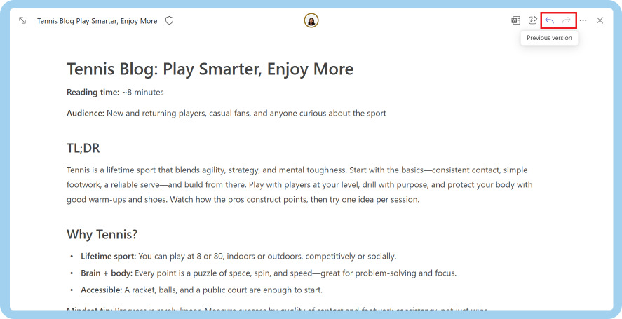 Microsoft 365 Copilot Pages. Jak przeglądać i przywracać poprzednie wersje?