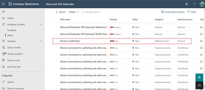 Jailbreak na iOS - Microsoft Defender for Endpoint