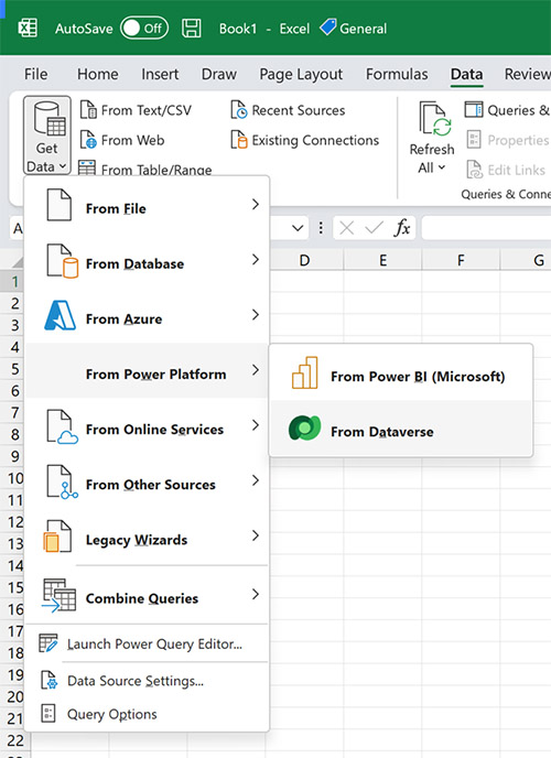 Łącznik Dataverse w Excelu - pobieranie danych