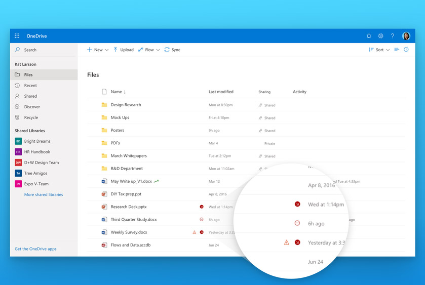 OneDrive - interfejs Fluent