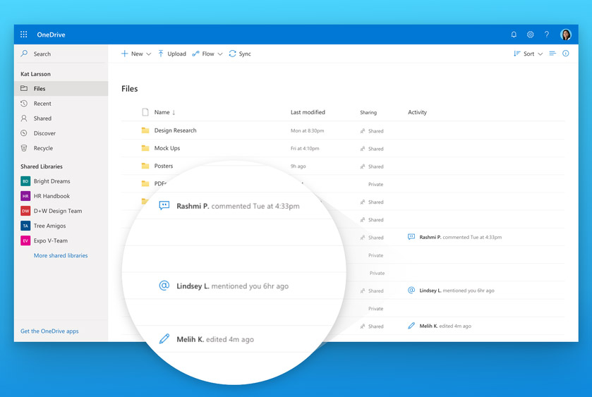 OneDrive - interfejs Fluent