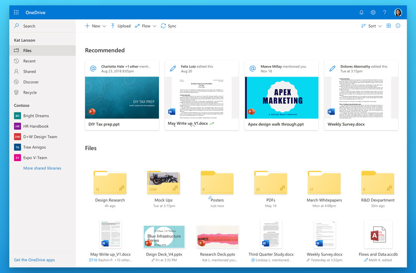 OneDrive - interfejs Fluent