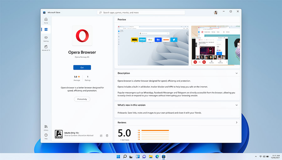 Opera w Microsoft Store