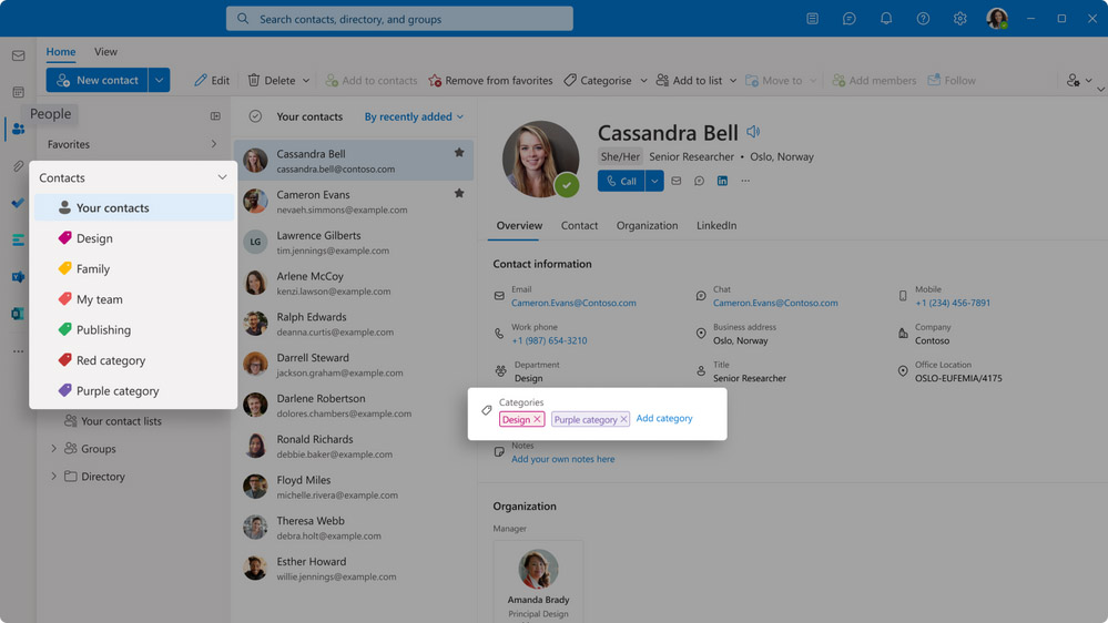 Zarządzanie kontaktami w Outlook w przeglądarce