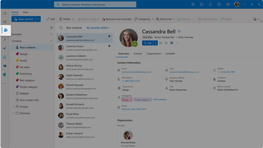 Zarządzanie kontaktami w Outlook w przeglądarce