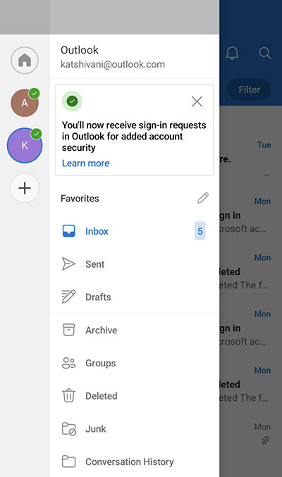Logowanie do wszystkich kont Microsoft za pomocą Outlooka na Androidzie