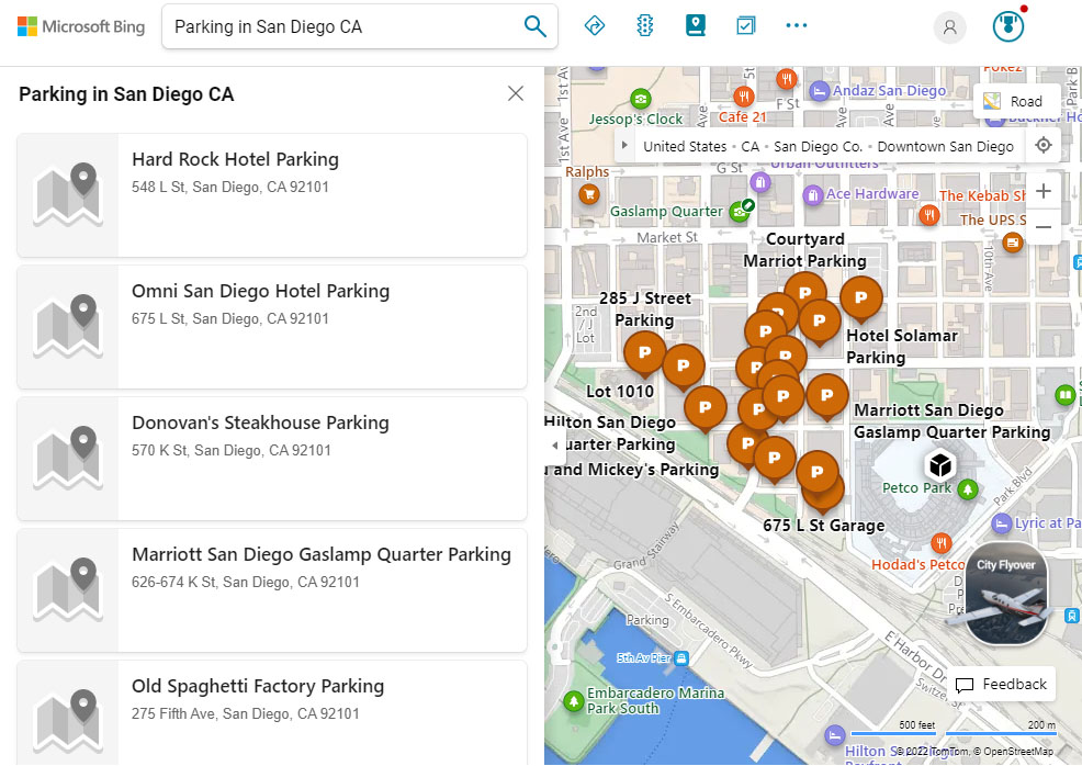 Wyszukiwarka parkingów w Bing Maps