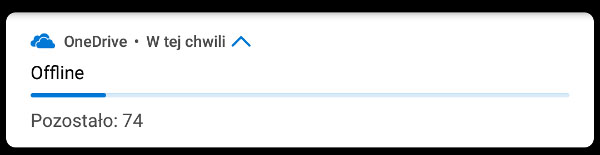 Pasek postępu przekazywania pliku do trybu offline w panelu powiadomień