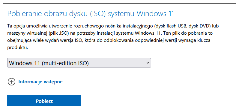 Windows 11 22H2 - pobieranie obrazu dysku (ISO)
