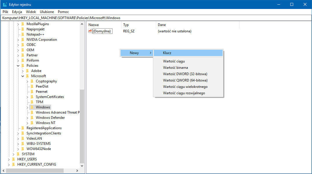 Edytor rejestru w Windows 10