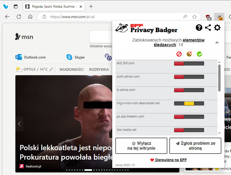 Privacy Badger - dodatek dla Microsoft Edge
