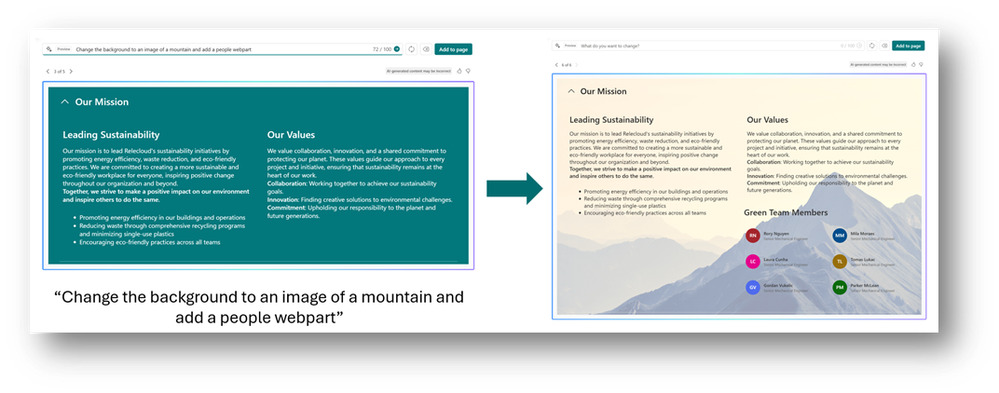 Copilot w SharePoint. Nowa funkcja Sekcje z AI