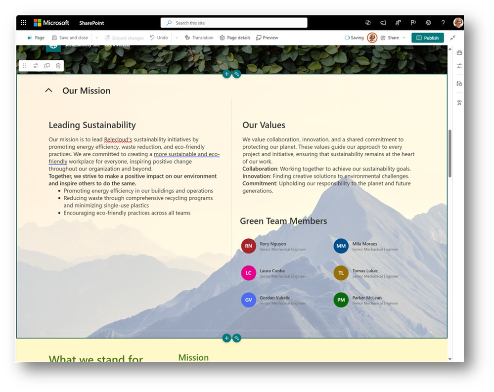 Copilot w SharePoint. Nowa funkcja Sekcje z AI