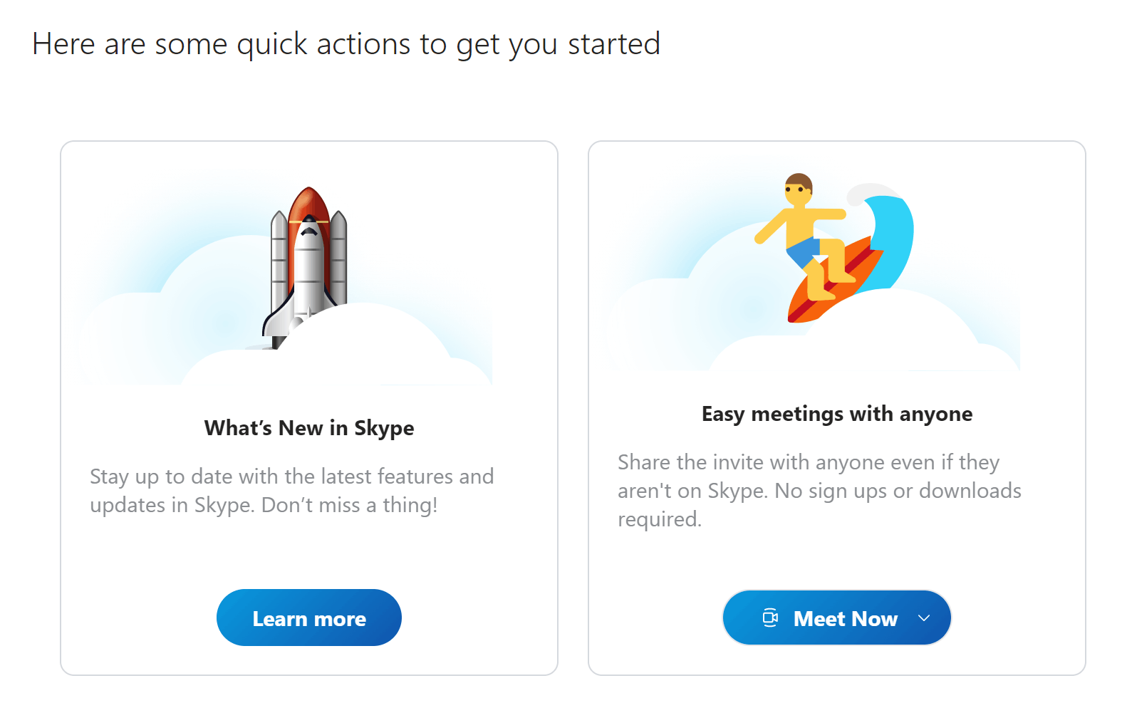 Odświeżone ilustracje na landing page'u Skype