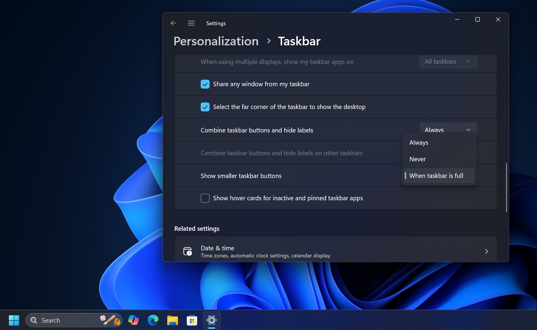 Windows 11 taskbar