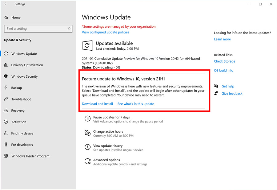 21H1 - Windows Update