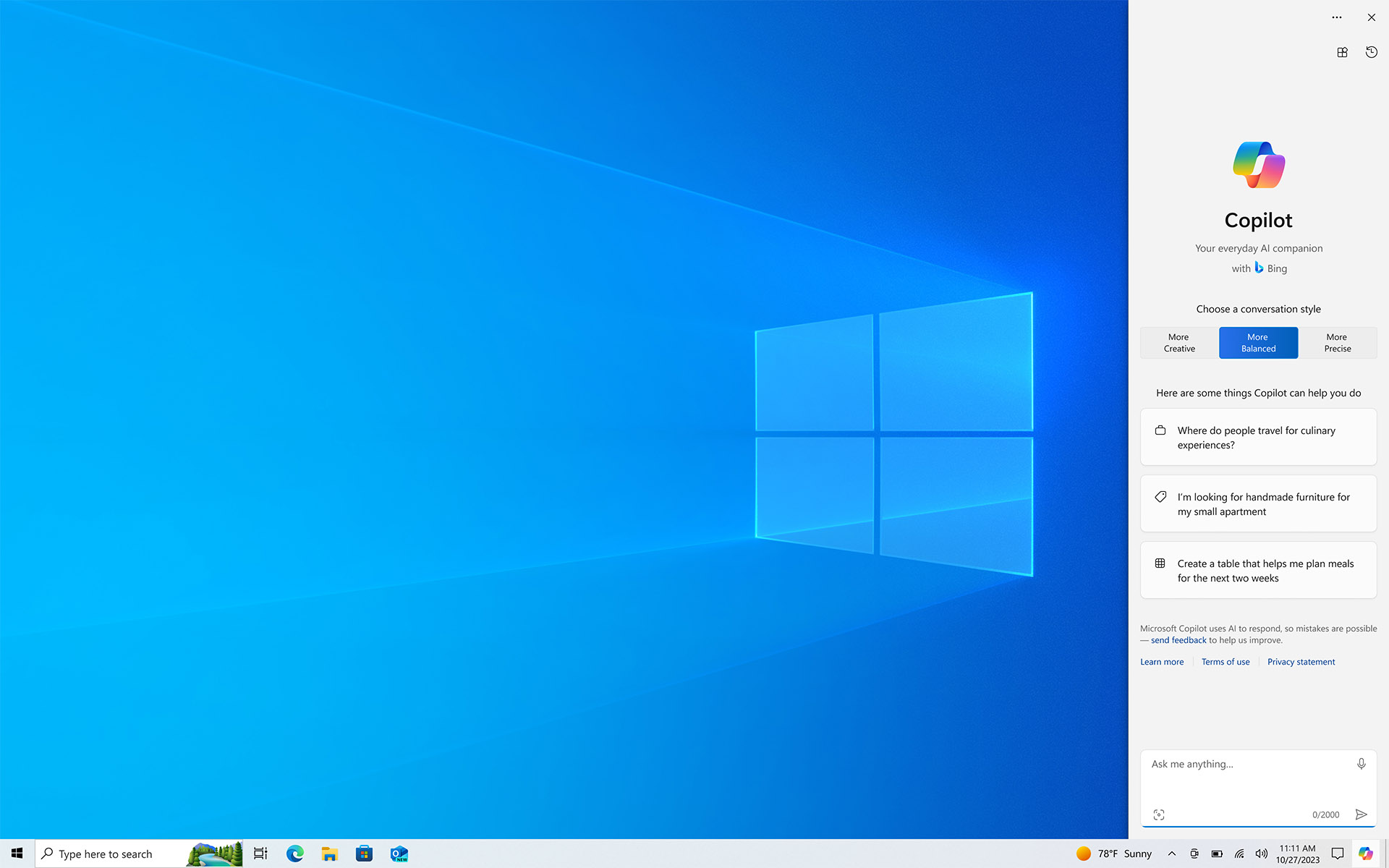 Windows Copilot w Windows 10