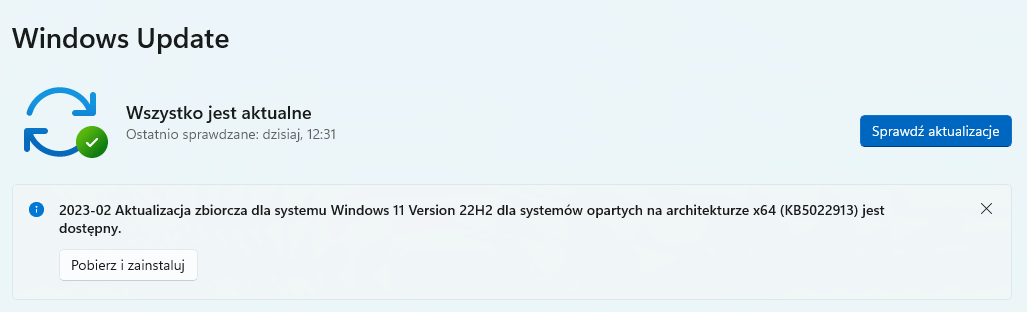 KB5022913 (OS Build 22621.1344) w Windows Update