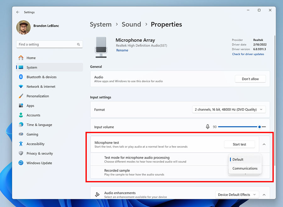 Testowanie mikrofonu w Windows 11