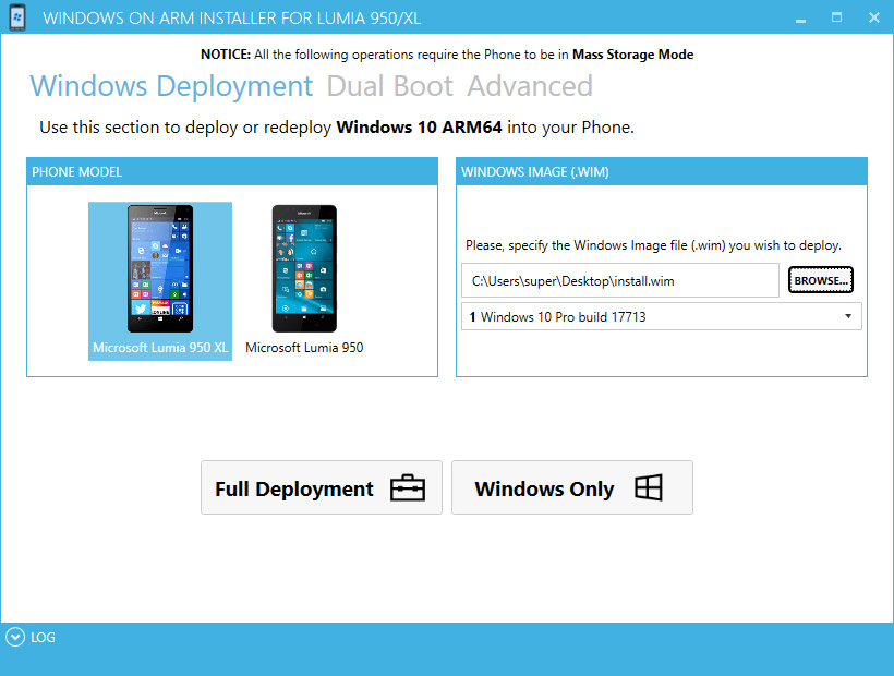 Windows on ARM Installer for Lumia 950/XL