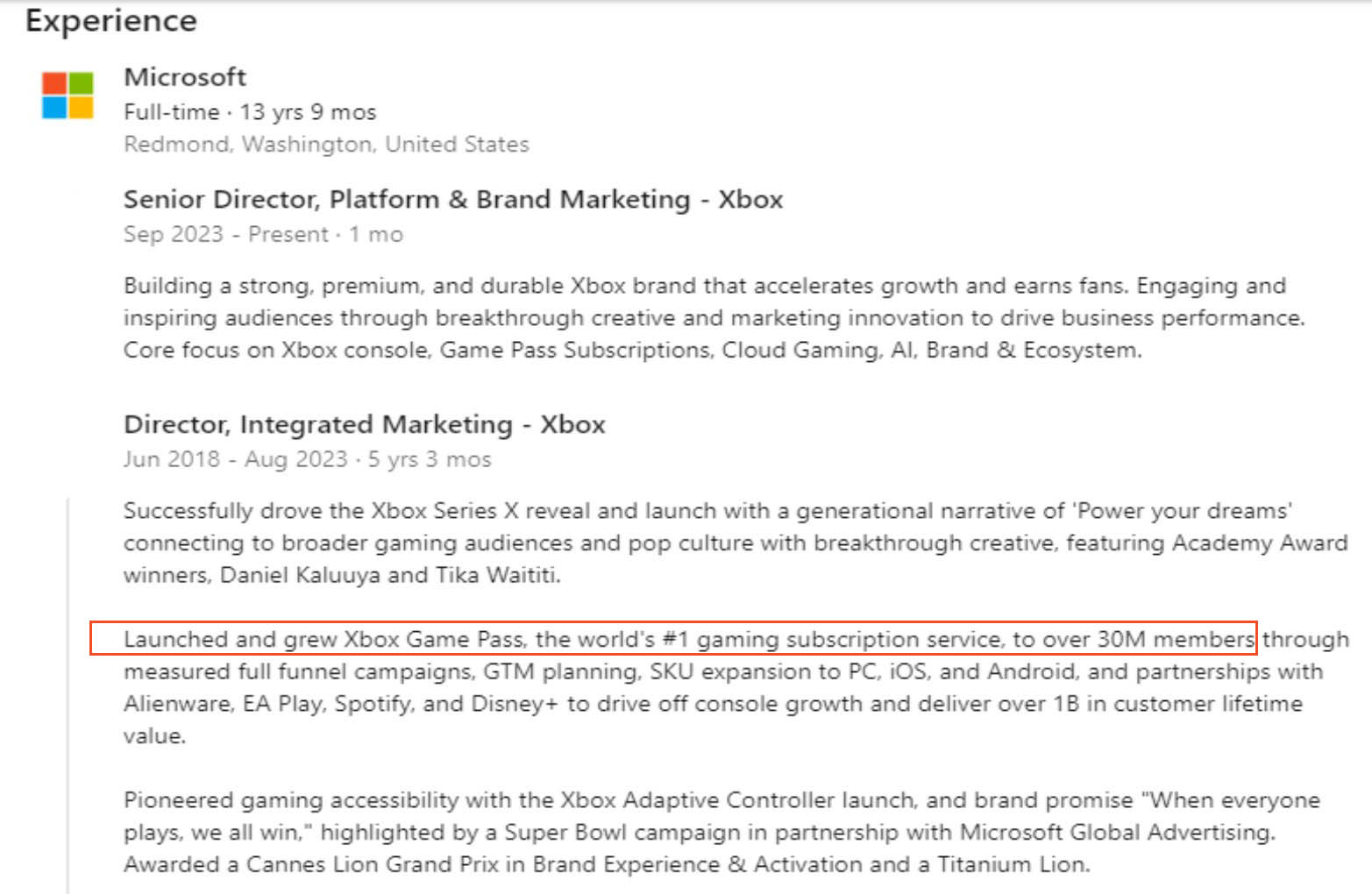 Xbox Game Pass - 30 mln subskrybetów. Źródło: Craig McNary, via @bogorad222