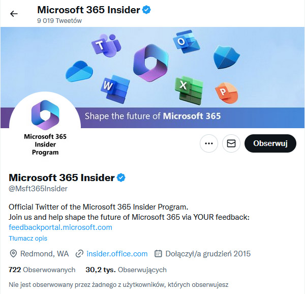 Microsoft 365 Insider - Twitter