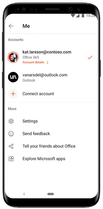 Zmiana konta w Office Mobile na Androidzie