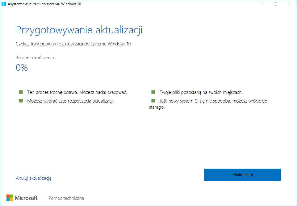 Asystent aktualizacji Windows 10