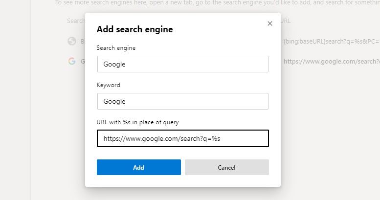 Ustawienia Edge Chrome pasek adresu