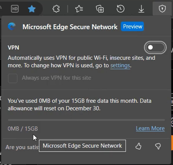 VPN za darmo - Microsoft Edge Secure Network