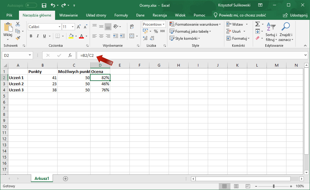 Excel Jak Obliczyć Procent Z Danej Liczby 3573