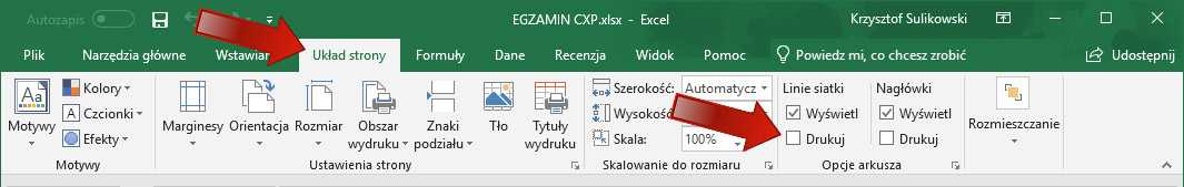 Excel - jak wyłączyć linie siatki - drukowanie