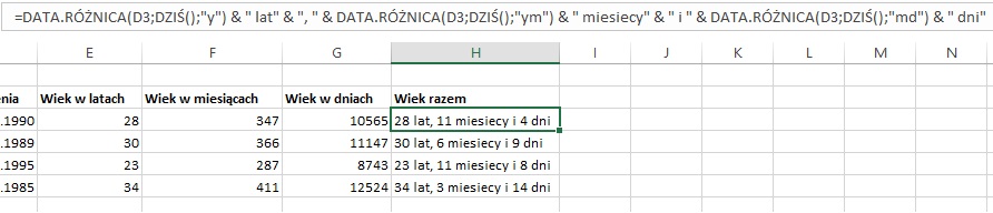Excel Jak Obliczyć Wiek 1822