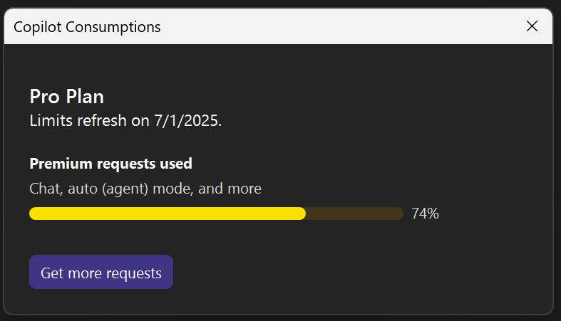 Copilot Consumptions w Visual Studio