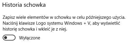 Usuwanie historii schowka Windows 10