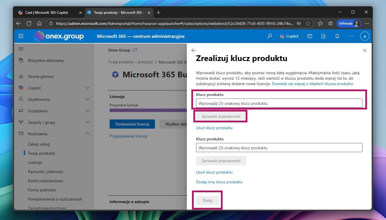 Jak prawidłowo aktywować klucz Microsoft 365, aby przedłużyć licencję?