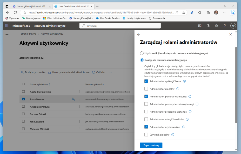 Jak przypisać uprawnienia administracyjne w Microsoft 365