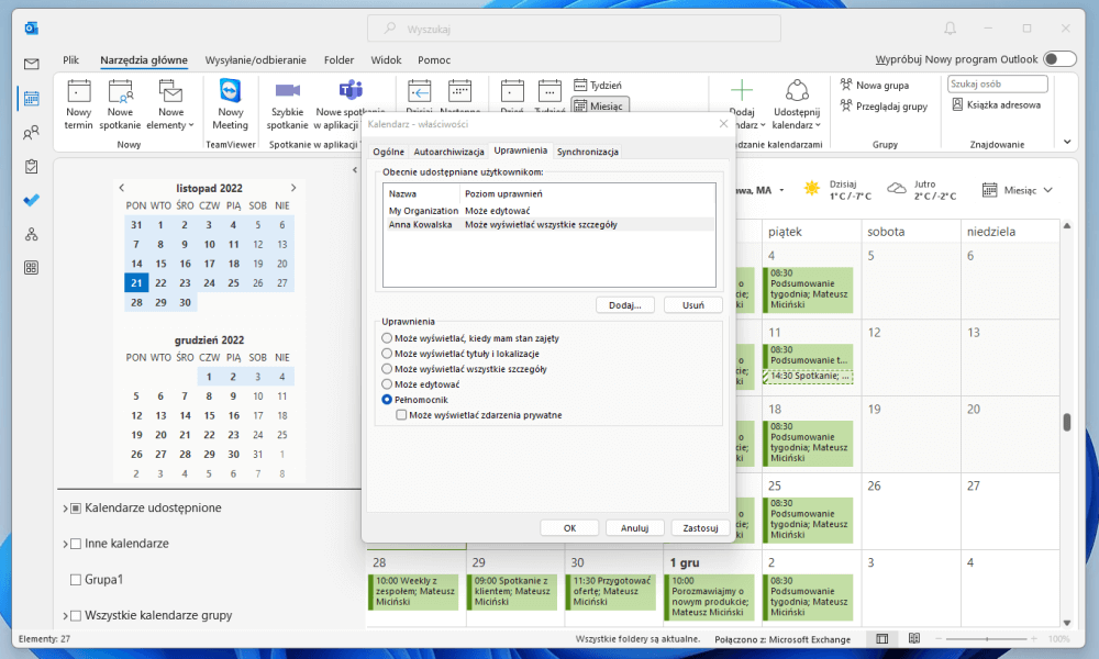 Jak udostępnić kalendarz innej osobie w Microsoft 365