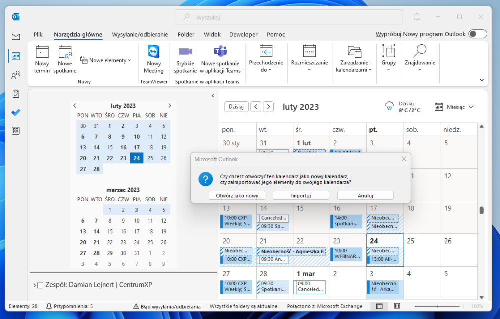 Jak zaimportować kalendarz w Outlook?